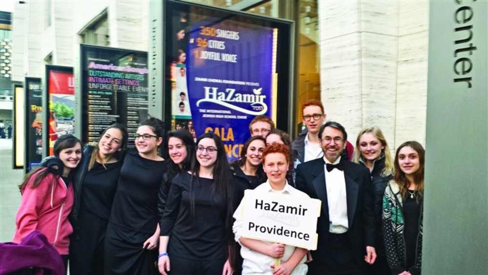Some of the local members of HaZamir stop for a photo in New York City last year.